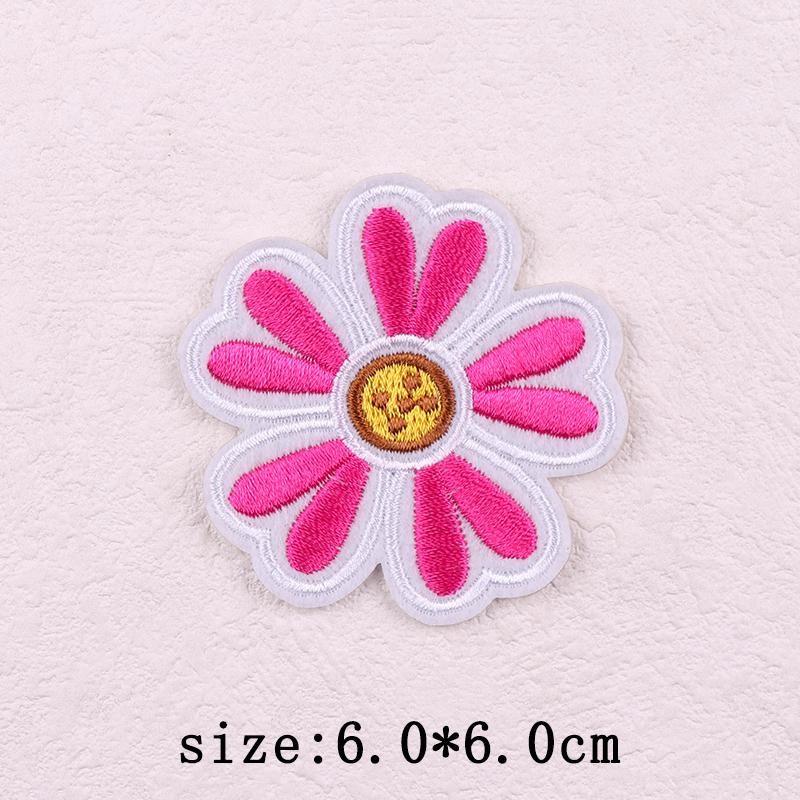 Pink Cartoon Embroidery Patch Iron On Patches For Clothing Flower Letters Patches On Clothes Sewing Fusible Patch Applique Decor