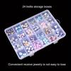 5pcs Frame Plastic Storage Box, 24 Transparent Metal Buttons Fishing Gear Accessories Packaging Jewelry Box.