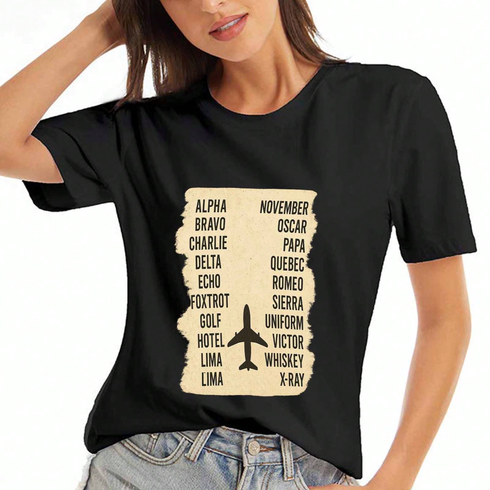 Aviation Alphabet unisex Cotton T Shirt, Premium Cotton Graphic Print, Durable, Casual Fashion. Airplane Codes Tee ALPHA, BRAVO,CHARLIE,NOVEMBER, OSCA S разноцветный