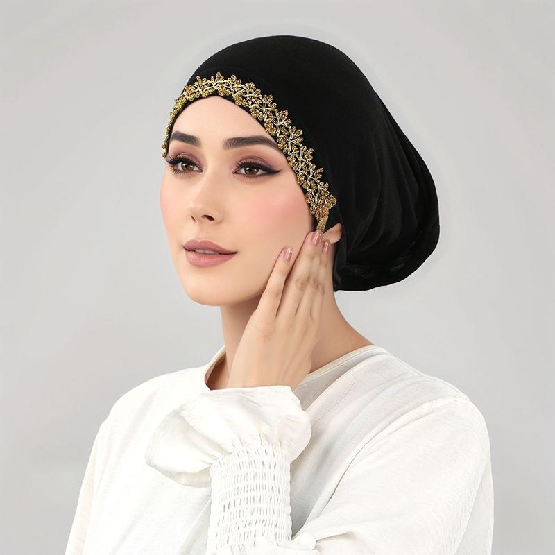 Modal Cotton Feel Undercap Stretchy Hijab Plain Soft Bonnet Muslim Women Hotfix Rhinestones Inner Hijab Turban Islam Underscarf