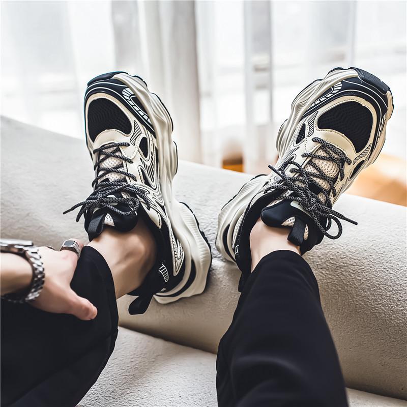 Men's shoes summer sports shoes new mesh breathable running shoes men's trend casual platform lace-up street shoes