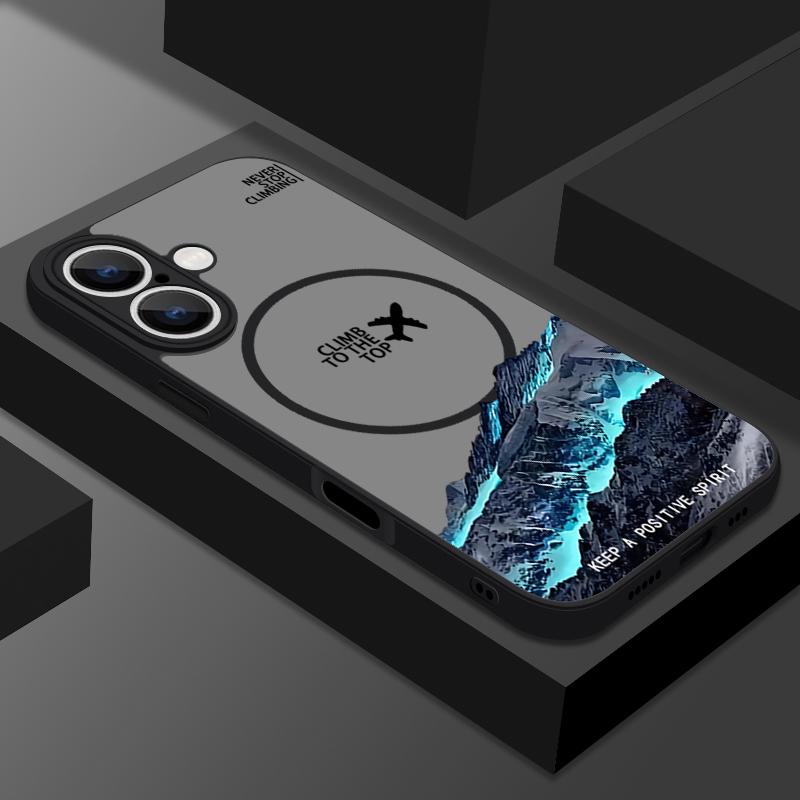 Airplane Landmark Label Case For iPhone 16 Pro Max Coque iPhone 16e 15 14 13 Pro Max 17 Air Magnetic For Magsafe Wireless Charge