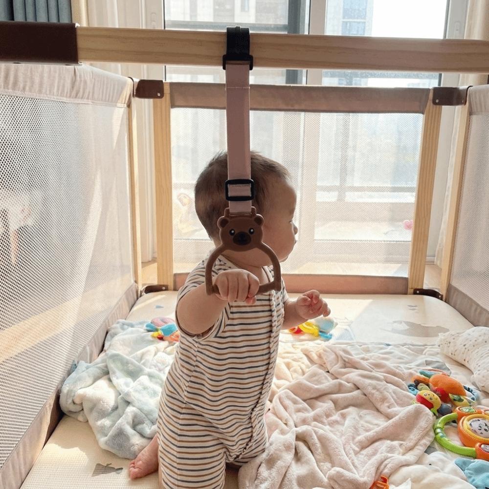 Cartoon Animal Shape Baby Pull Up Rings Dangling Toddler Standing Assist Handle Infant Bed Fence