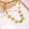 18K Gold Heart Necklace & Bracelet Set for Women – Stainless & Titanium Steel, Hip Hop Style.