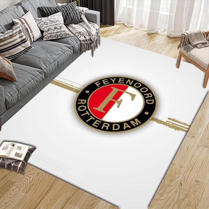 Feyenoord Art Flannel Printed Carpet, Home Sofa Decoration for Living Room & Bedroom, Non‑Slip Play Flannel Floor Mat for Game Room