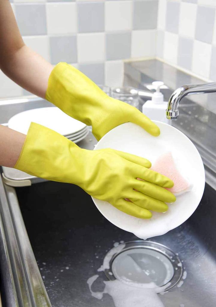 Dunlop Home Products Cooking Gloves Natural Rubber Medium Thick Ritchine Green L Kitchen Dishwashing Cleaning Laundry Gardening Gloves