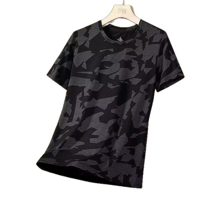 Kortärmad T-shirt Herr Sommar Tunn Kamouflage Mångsidig Isavkännande Snabbtorkande Stor Storlek Herr Rund Halsad T-shirt Topp Bastopp