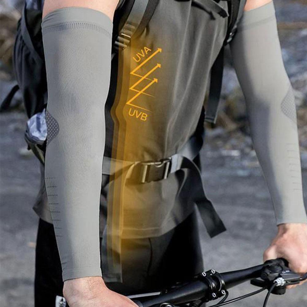 1Pair Men's Summer Ice Silk Sun Protection Ice Sleeves Cool and Breathable Outdoor Sports Cycling Fishing Arm Protection Long Sleeves