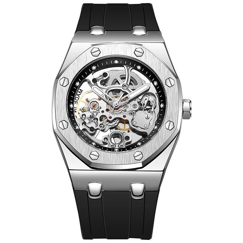 New Men s Fully Automatic Mechanical Wristwatch - Bestselling Design серебряный