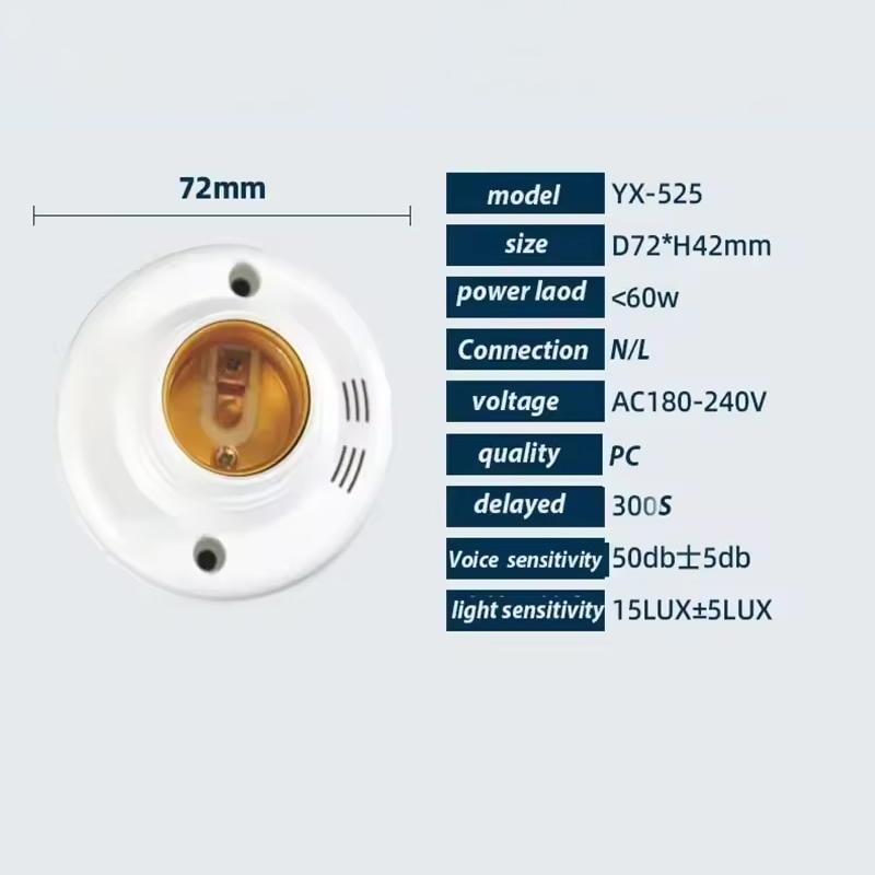 E27 Screw Lamp Base Sound Voice Control Delay Switch Light Socket Adapter AC180-240V Lighting Accessories LED Bulb Holder