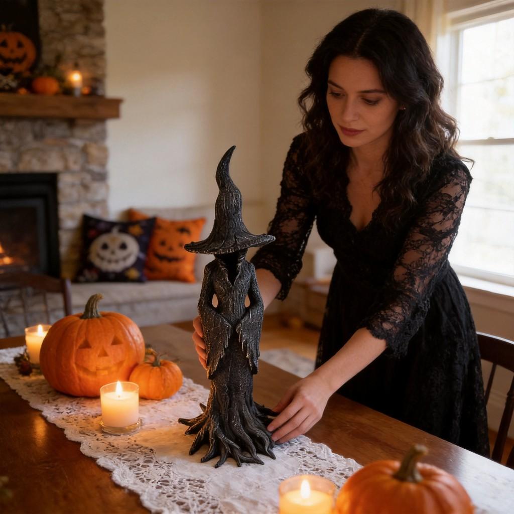 Halloween Witch Resin Statue With Gothic Design For Party Decor Gift
