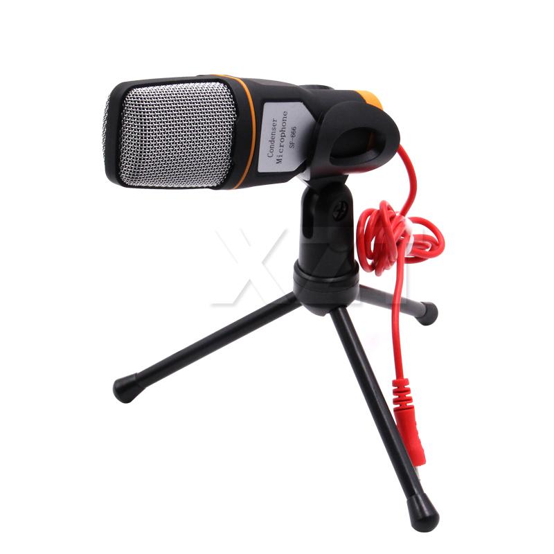 3.5mm Audio Wired Stereo Condenser Microphone With Holder Stand Clip For PC Chatting Singing Karaoke LaptopGood product