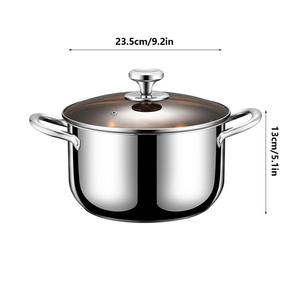 

1pc Soup pot thickened stainless steel pot, domestic large capacity soup pot, uncoated stew pot, double ear steaming pot, integr
