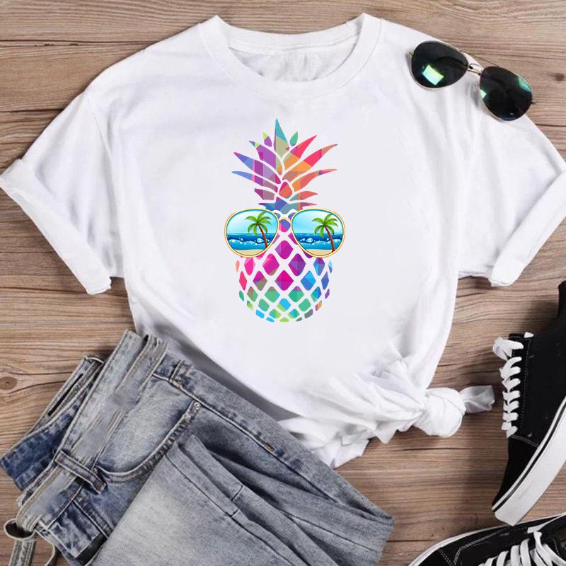 (Asian Size) Short Sleeve Print Cactus Trend Lovely Style Female T Clothing Summer Top Casual Ladies Graphic Tee Women's Fashion T-shirt