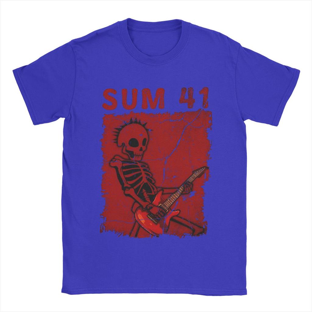 Skull Sum 41 T Shirt Men's Pure Cotton Casual T-Shirts Round Neck Tees Short Sleeve Tops Birthday Present