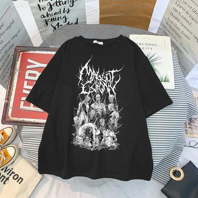Moda Sport Krótkie Rękawy Lato Mężczyźni Czaszka T-shirt Drukowane Luźne Luźne Oversized Sitodruk T-shirty Y2K Punk Tees