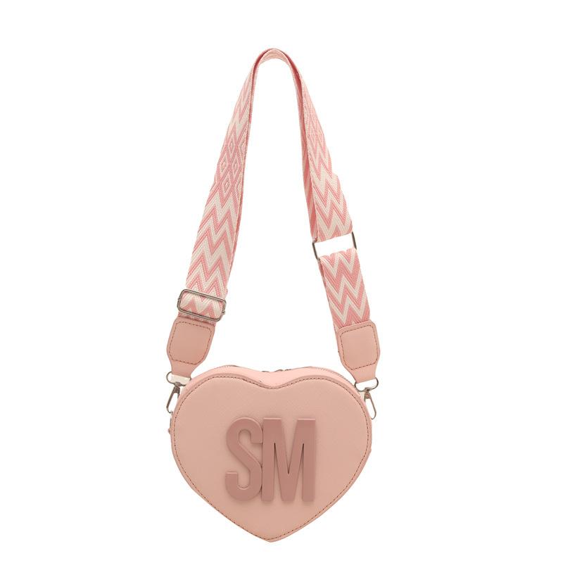 Simple and fashionable letter wide shoulder strap single shoulder messenger bag 2025 summer new niche design love foreign style women's bag