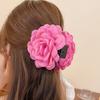 Vintage Solid Color Fabric Fashion Girl Hair Claw Hair Accessory Three-Dimensional Rose Flower Women's Hairpin Elegant Shark 