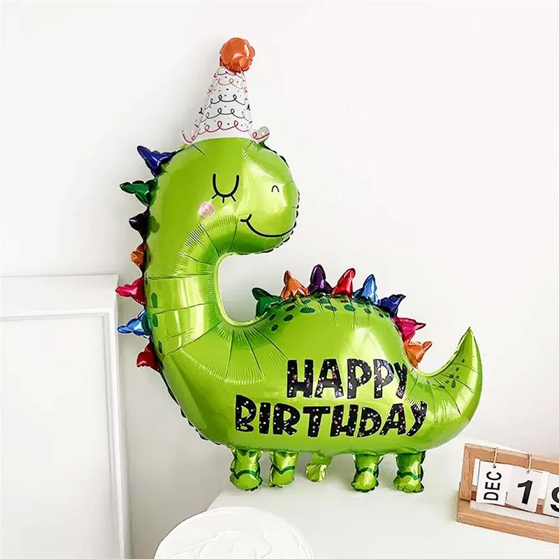 Cute Dinosaur Birthday Aluminium Foil Balloon for Cartoon Animals Themed for Kid Party Decor Festival Activities DIY Accessories