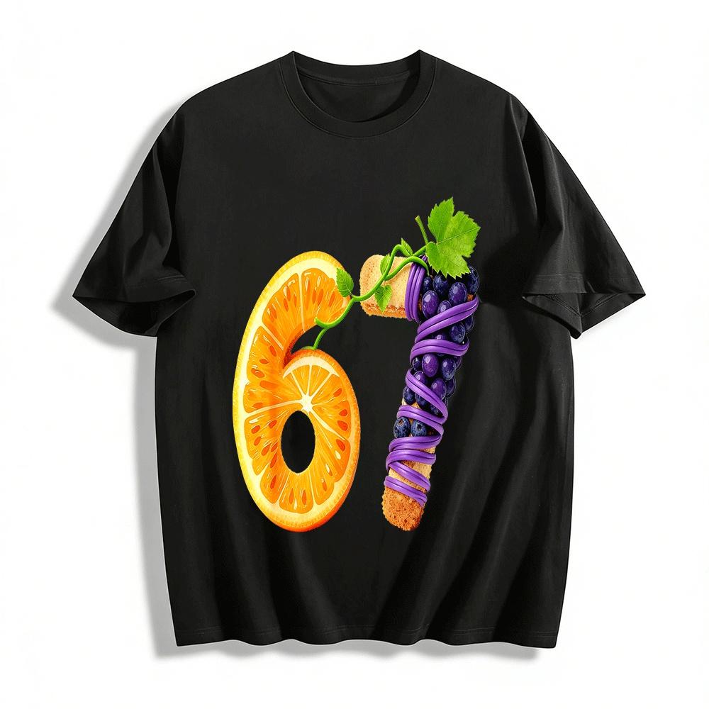 

Fruit Number 67 Print Casual Top For Daily Wear Pure cotton T-shirt XXS