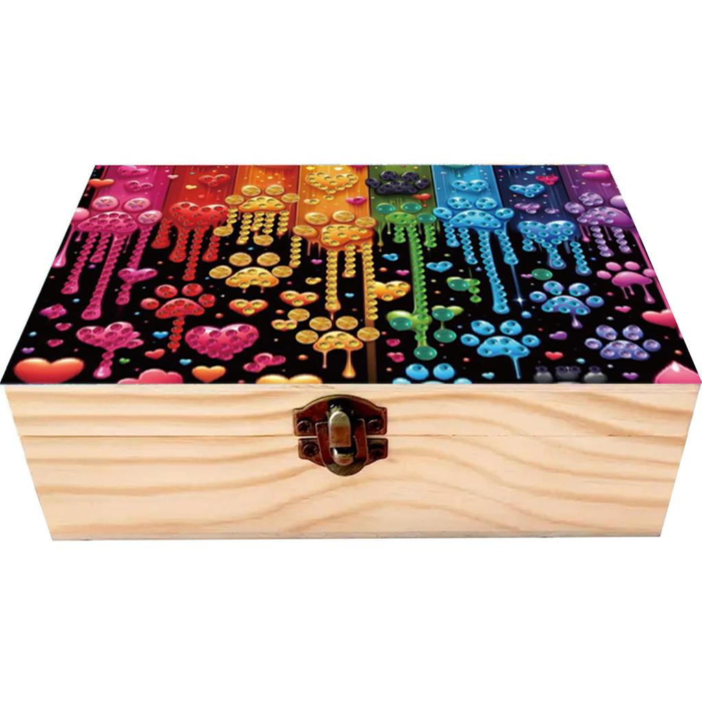 5D DIY Diamond Art Handmade Storage Box Partial Drill Colored Pattern Wood Case Crystal Storage Case Kit for Desktop Diamond Art