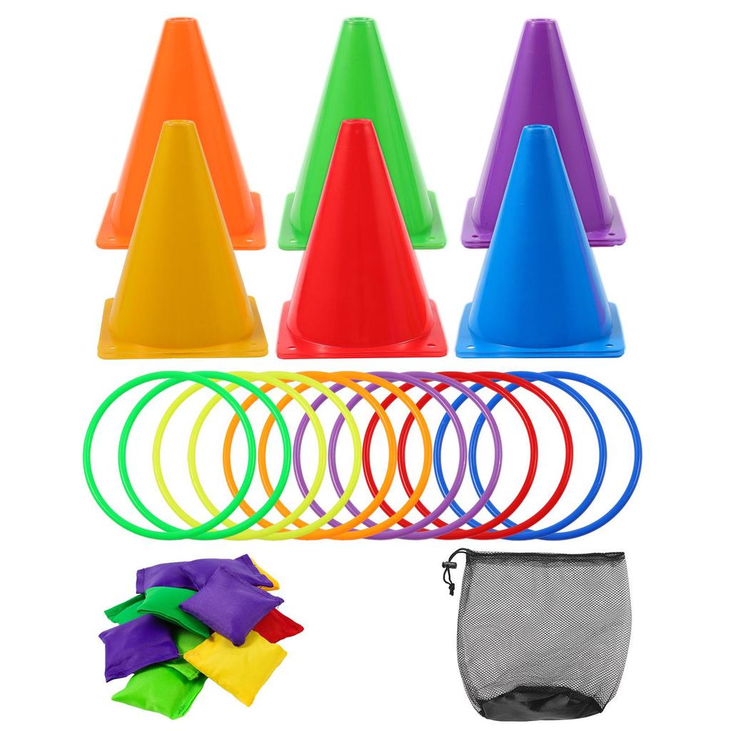 Carnival Bean Bag Toss Set with Ring Toss and Logo Bucket for Sensory Integration Training