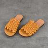 Johnature Chaussons Plats d'Extérieur en Cuir Véritable Tissés à la Main Chaussures Slip-on Décontractées Polyvalentes pour Femmes