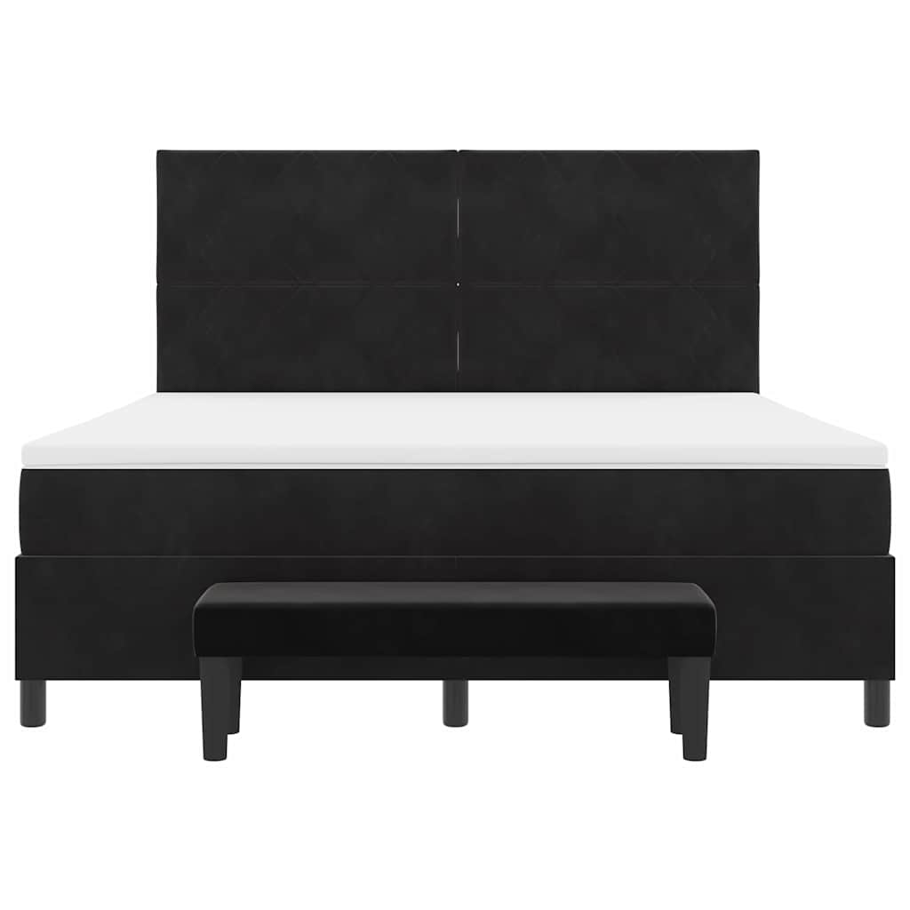 Box Spring Bed with Headboard Black 200 X 180 Cm Velvet