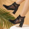 Fashion New Women Sandals New Summer Sexy Short Chunky High Heels Spring Sandals Mesh Ankle Boots Pointed Toes High Heels Shoes Women