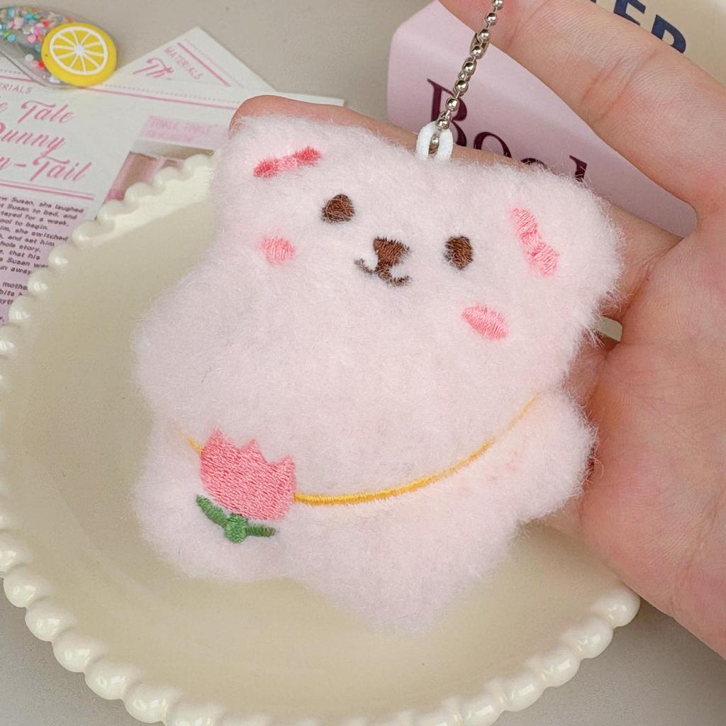 Trendy Squeaky Bear Plush Keychain - Cute Cartoon Pendant for Bags