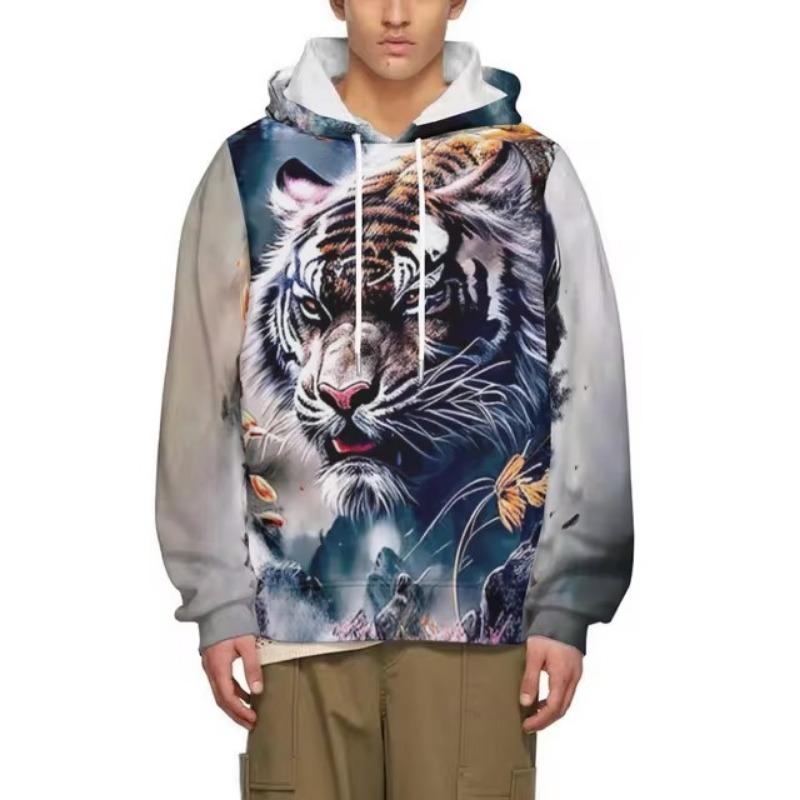 Hot Sale Tiger Print Hoodie Sweatshirts Men Women Fashion Casual Long Sleeve Pullover Print Harajuku Streetwear Hoodies