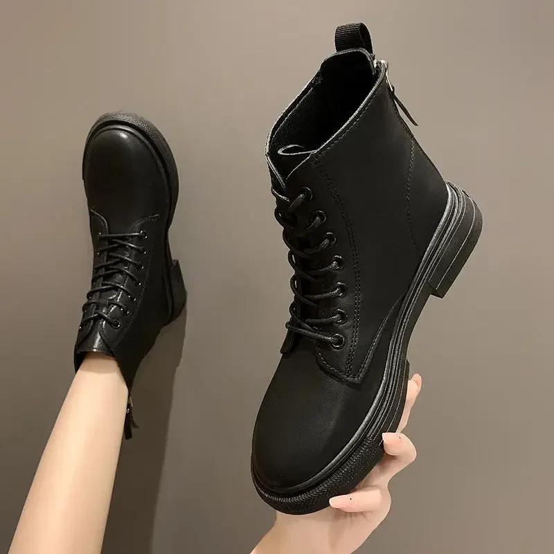 Fashion Round Toe Booties Fur Woman Short Shoes Chunky Platform Sale Comfortable and Elegant Pu High Quality Chic Ankle Boots for Women