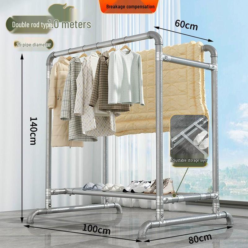 Windproof Outdoor Galvanized Steel Clothes Drying Rack with Thickened Pipes for Balcony