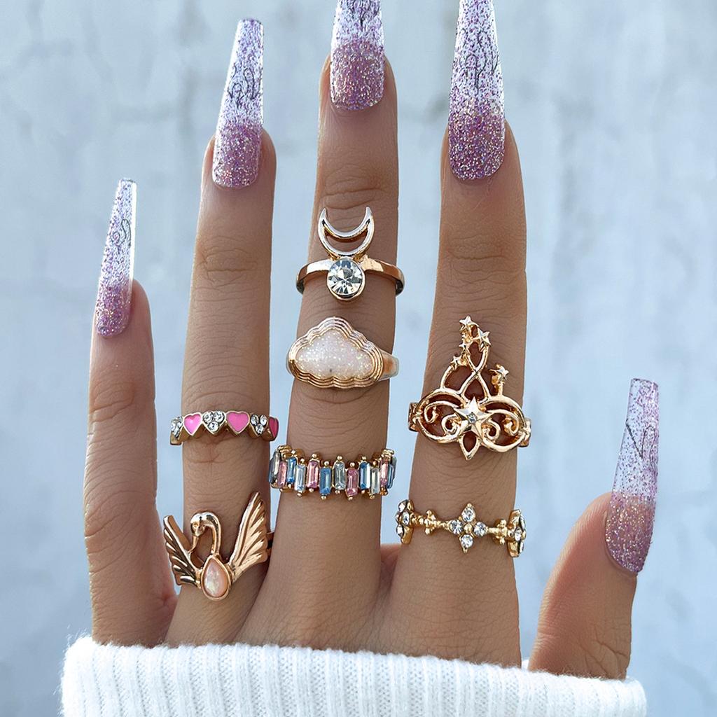 Bohemia Geometric Colorful Enamel Kunckle Ring Set For Women Butterfly Heart Sign Finger Ring Female Daily Jewelry
