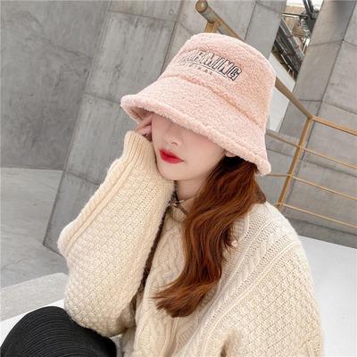 Net Red Lamb Wool Fisherman Hat Female Winter Teddy Plush Lamb Wool Hat Autumn and Winter Korean Version of the Wild Cute Basin Hats Tide