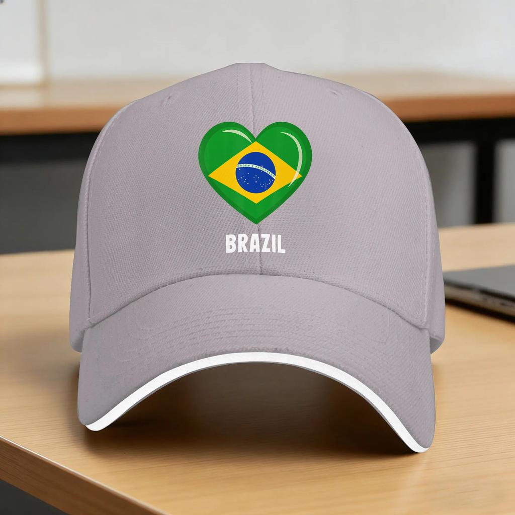 Brazil Flag Heart Baseball Cap Unisex Women Custom DIY Hip Hop Hats Summer yk Cute Running Hippie Sun Visor Baseball Caps
