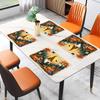 4 Stück/6 Stück Herbst-Elemente Thanksgiving Halloween Feiertagsdekoration Leinen-Tischsets mit Herbst-Gnom Kürbis Pilz 2D Flaches Muster Druck. Wunderschön und