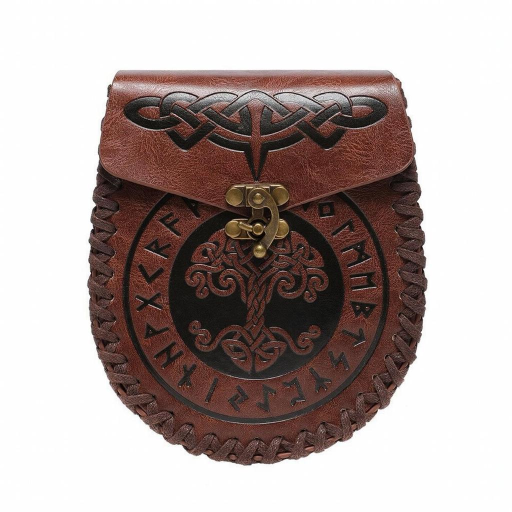 Waist Pouch with Metal Clasp PU Leather Embossed Fanny Pack Compact