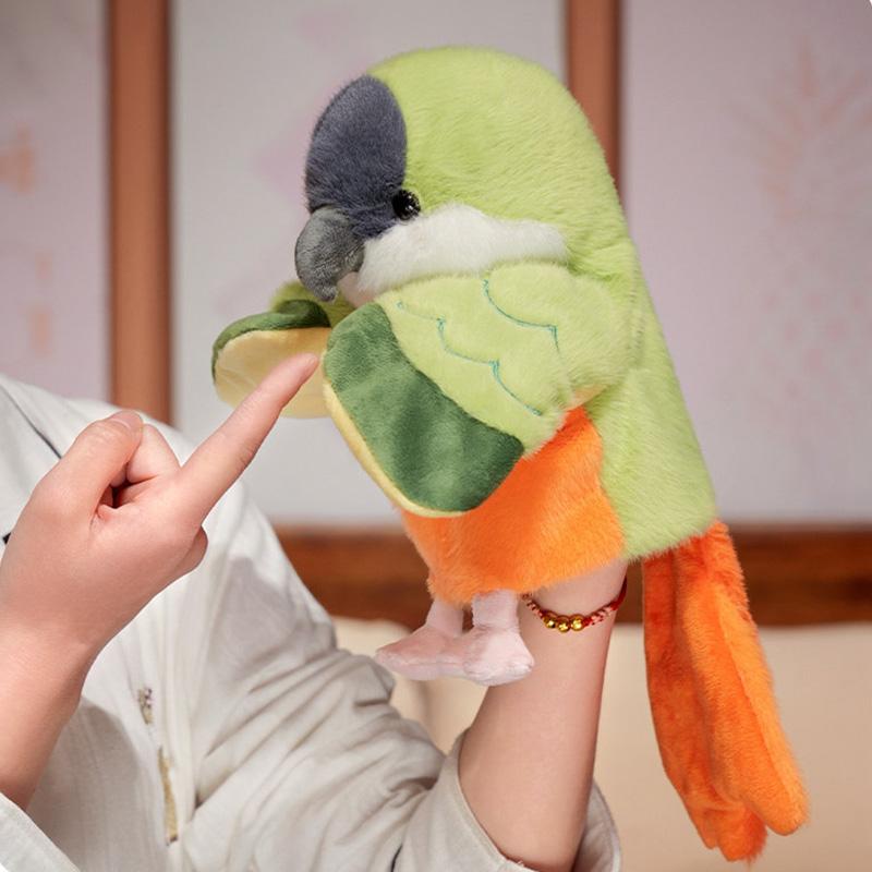 Cute Bird Parrot Hand Puppet Soft Stuffed Fluffy Doll Cosplay Plush Funny Educational Baby Toy Game Kawaii Cockatiel Budgerigar