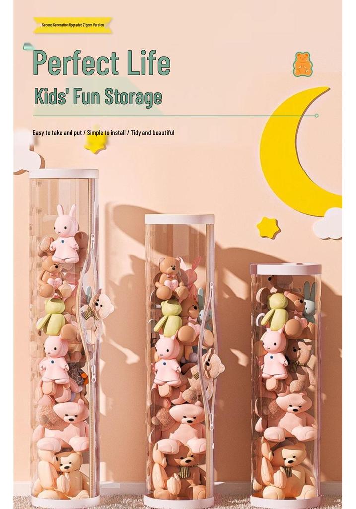 Large Capacity Children's Plush Toy Storage Bin with Wheels & Zipper