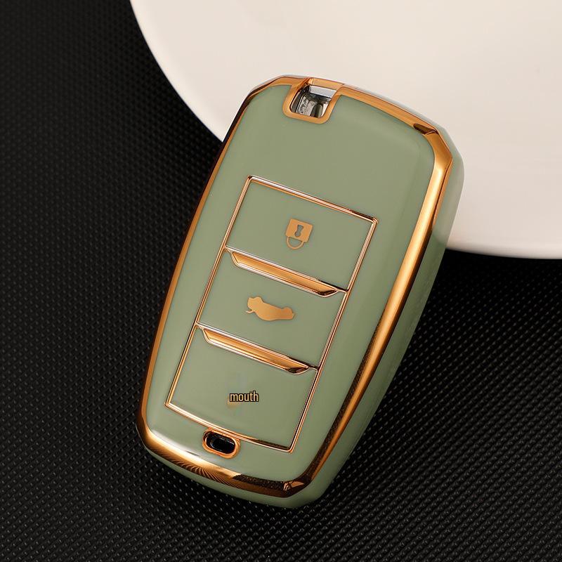 Changan Car Key Case for CS75: Gold-Edged Oshan TPU Key Cover