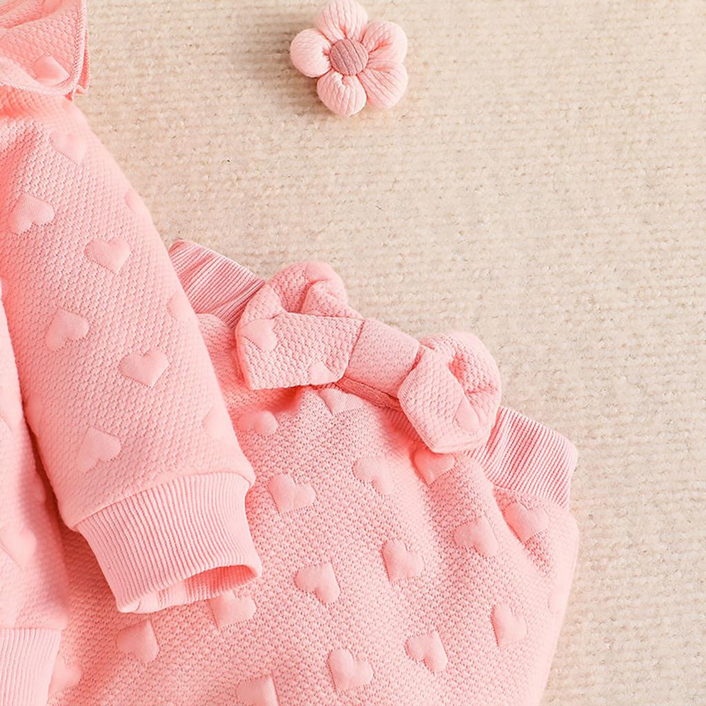 Set de 2 piese pentru fetițe, nou, de primăvară și toamnă: Bluză cu mâneci lungi + Pantaloni lungi cu fundiță, ținută fashion casual