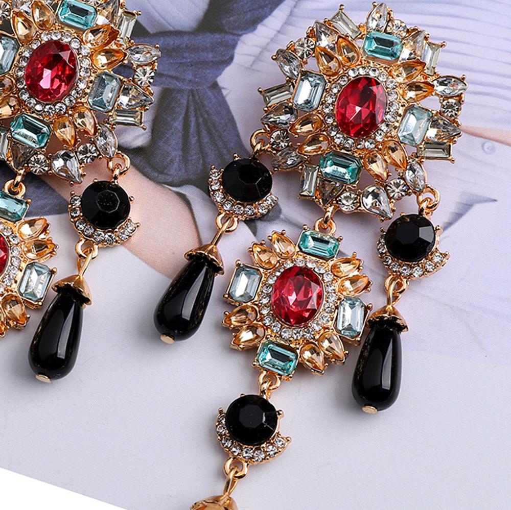 Vintage Rhinestone Simulated Pearl Bride Wedding Party Jewelry Tassel Dangle Earrings for Women