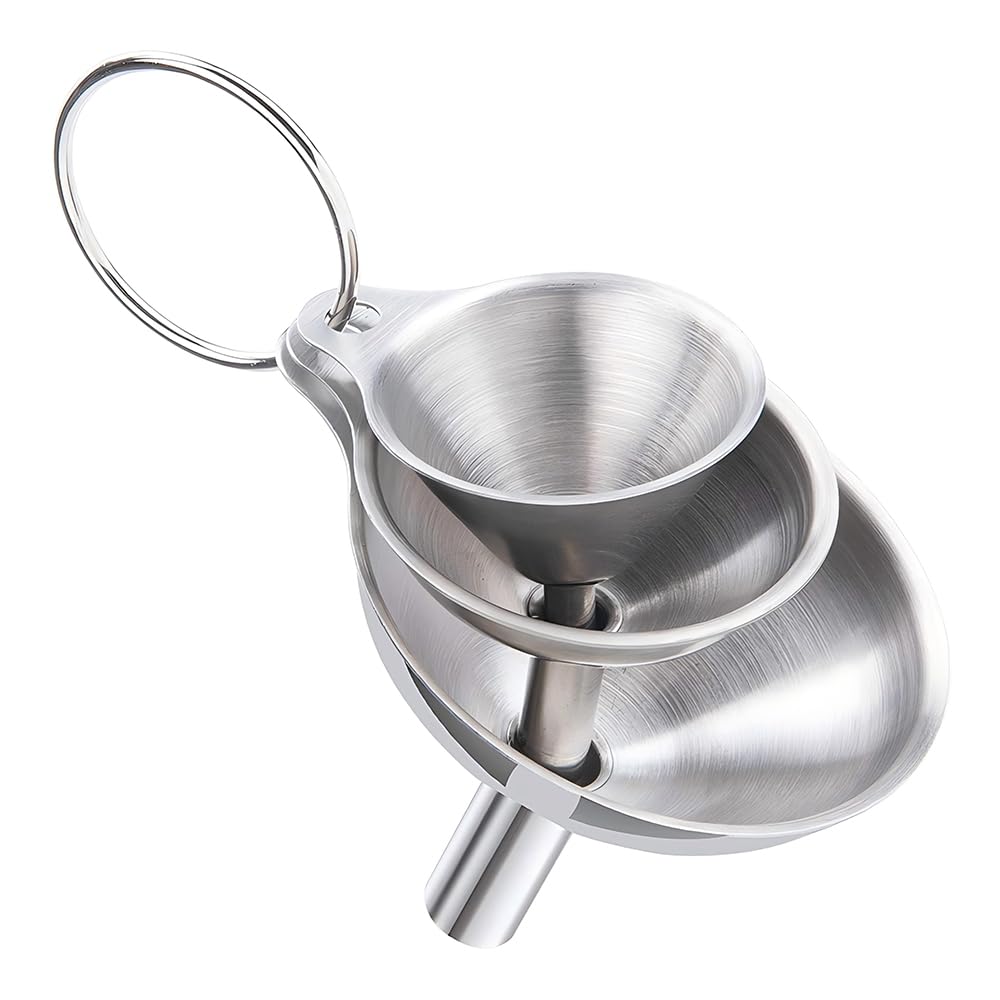 Funnel Funnel Mini Set of 3 Stainless Steel Funnel, Mini Stainless Steel Multi-Function Funnel, B0DMRX7FP6