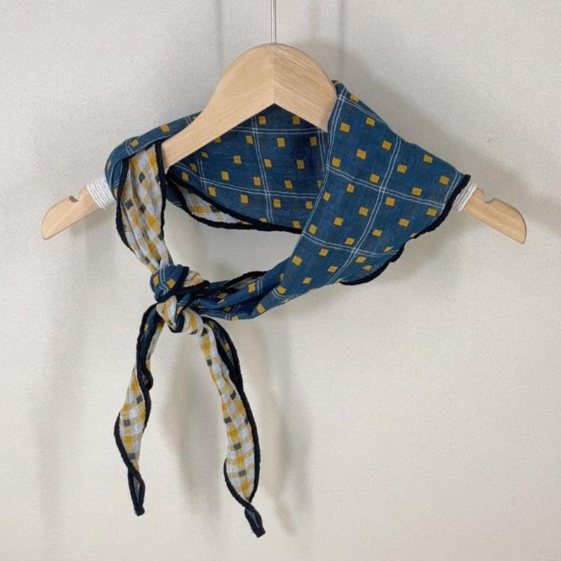 Soft Cotton Reversible Checkered Scarf Spring Neck Accessory For Women Stylish Neck Wrap Hair Bandana Bag Decoration