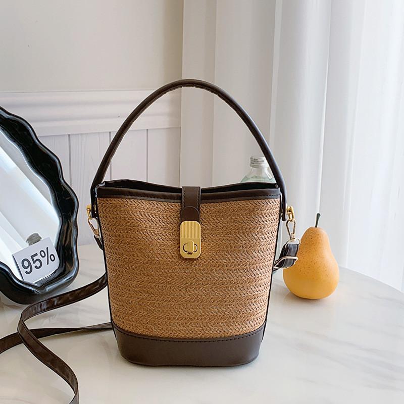 Chic Street Style Straw Woven Shoulder Bag 2024 Fashion Handbag