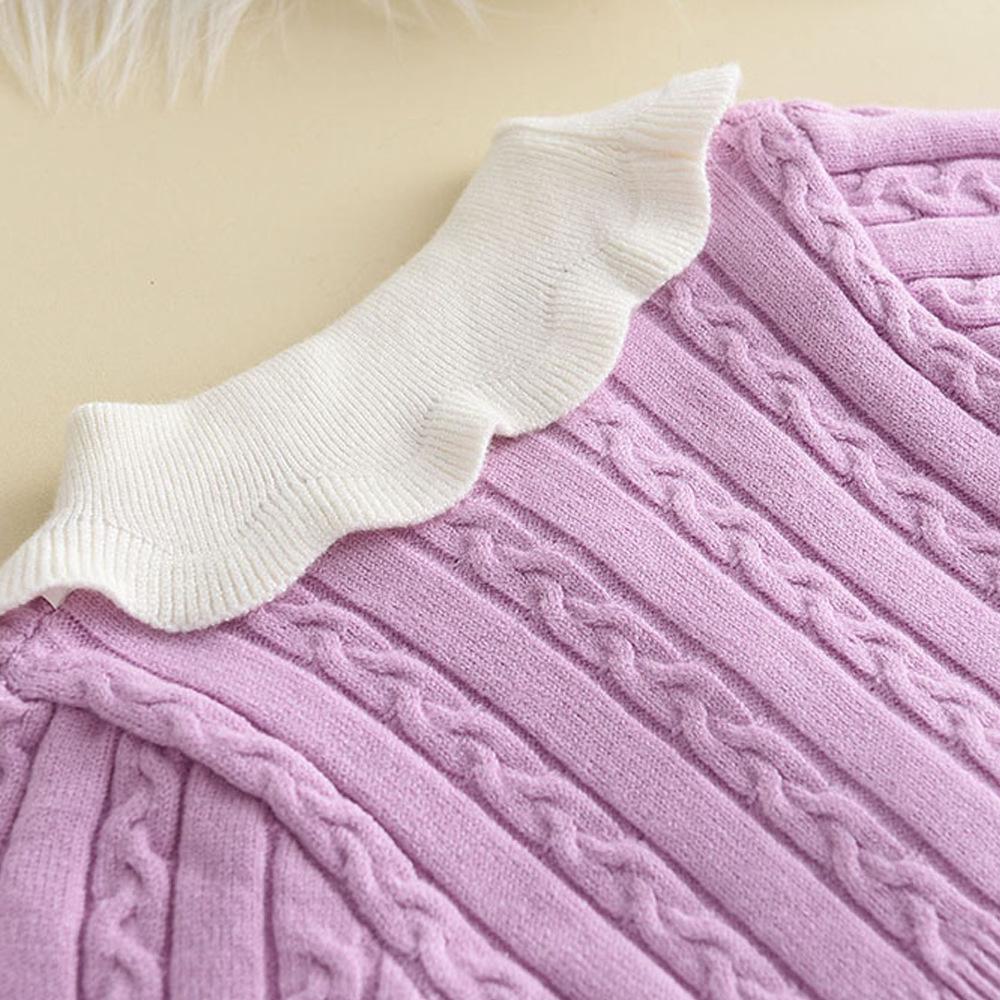 Girls Sweater Dress Winter New Korean Style Fashionable Solid Color Little Girl Knitted Long Sleeve Princess Dress
