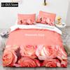 Rosblomma Sängkläder Set Enkel Tvilling Full Queen King Size Kärlek för en livstid Sängset Vuxen Sovrum Påslakan Set 3D-tryck 011