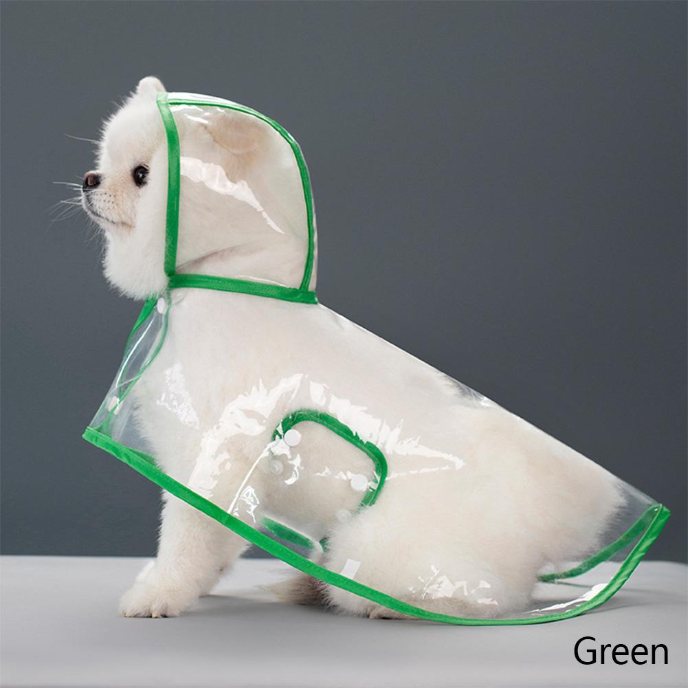 

Плащ для домашних собак, водонепроницаемая одежда для домашних животных, дождевик с капюшоном для маленьких и средних собак, прозрачный пластиковый дождевик для щенков, дождевик L зелёный