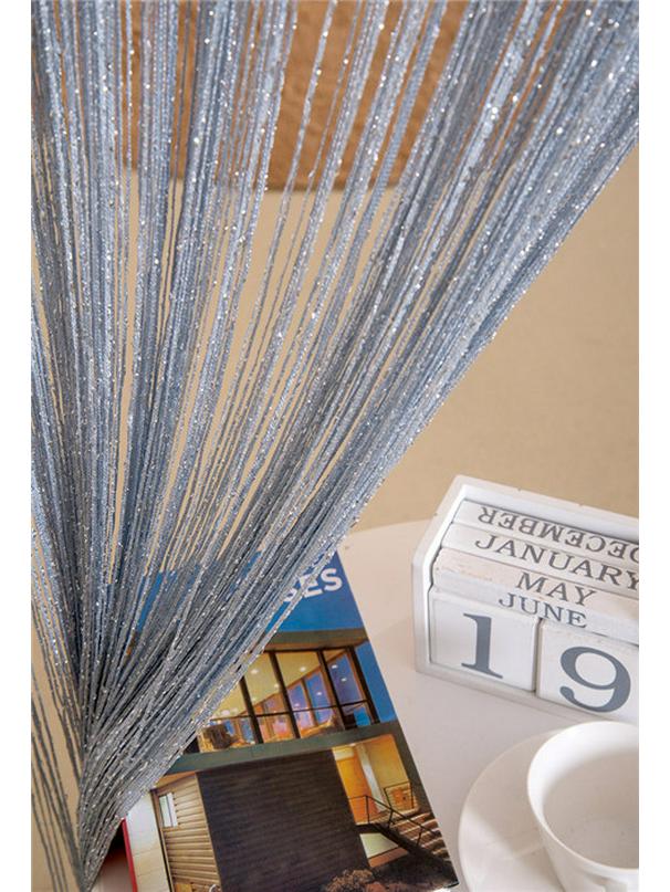 Korean-Style Silver Silk Partition Curtain, 1m X 2m, for Door, Porch, Living Room, or Bedroom.